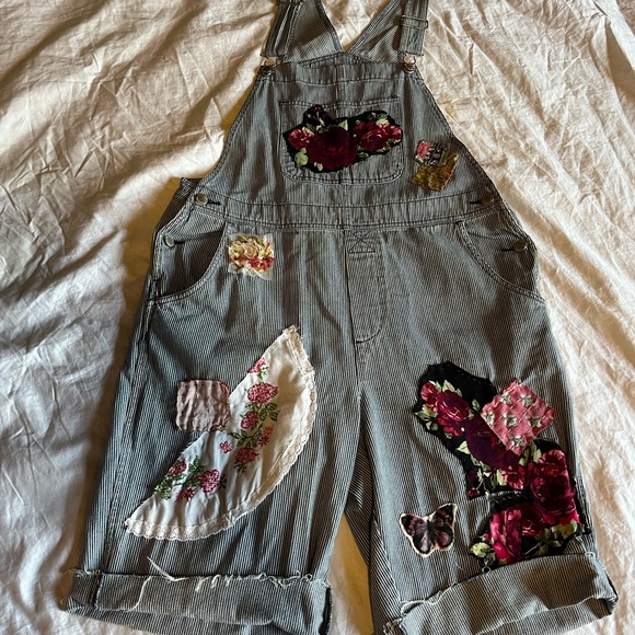 Upcycled Pants - Floral Patchwork Upcycled Jean Jumpsuit